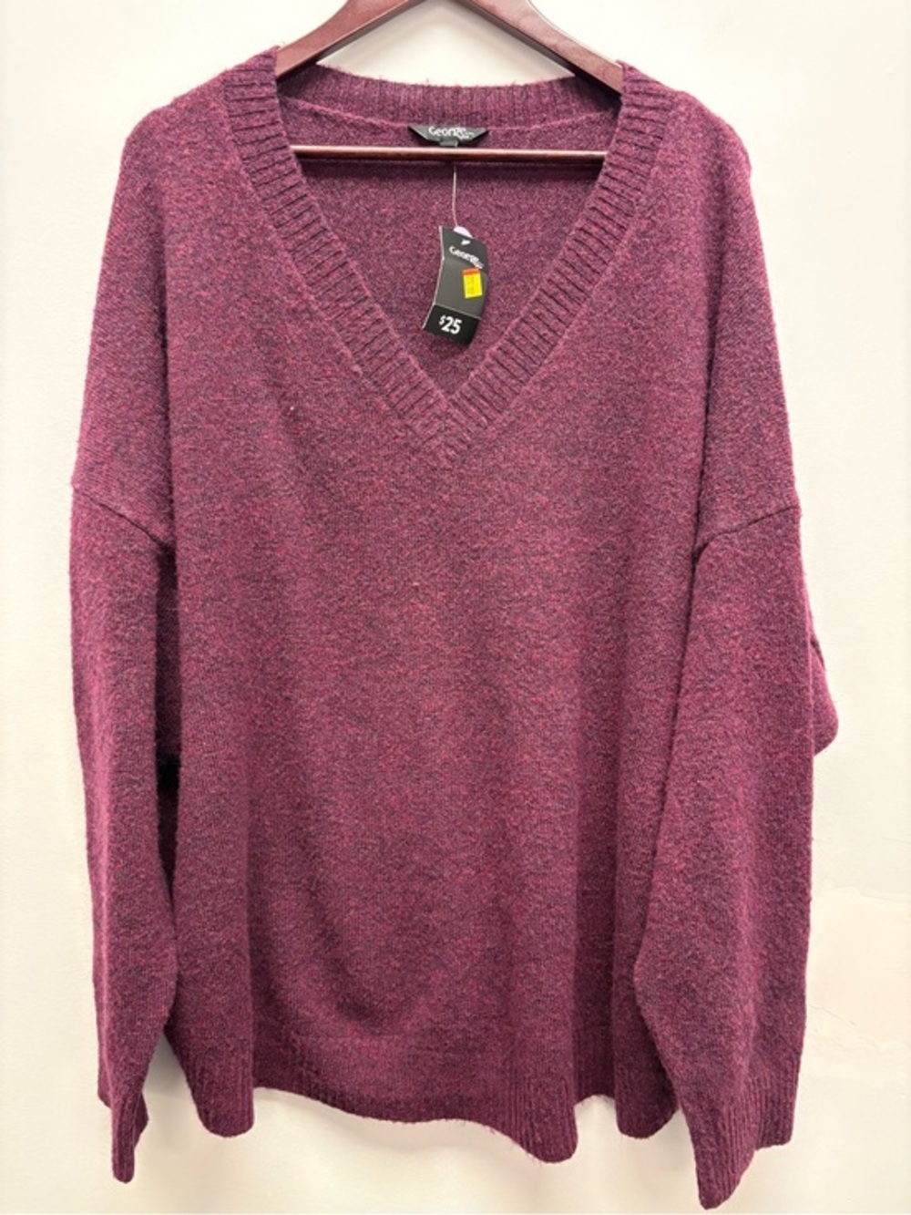 4 for $25 NWT💜 George Plus Berry Heather V-Neck Sweater – Size 4X